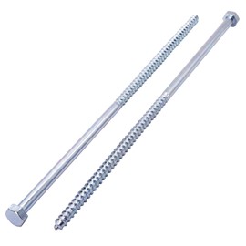 SKIR'CO Pack of 4 DIN 571 Galvanised Steel Hexagon Head Wood Screws M8 x 260 mm Carriage Bolts Hex Bolt Fixing Screws