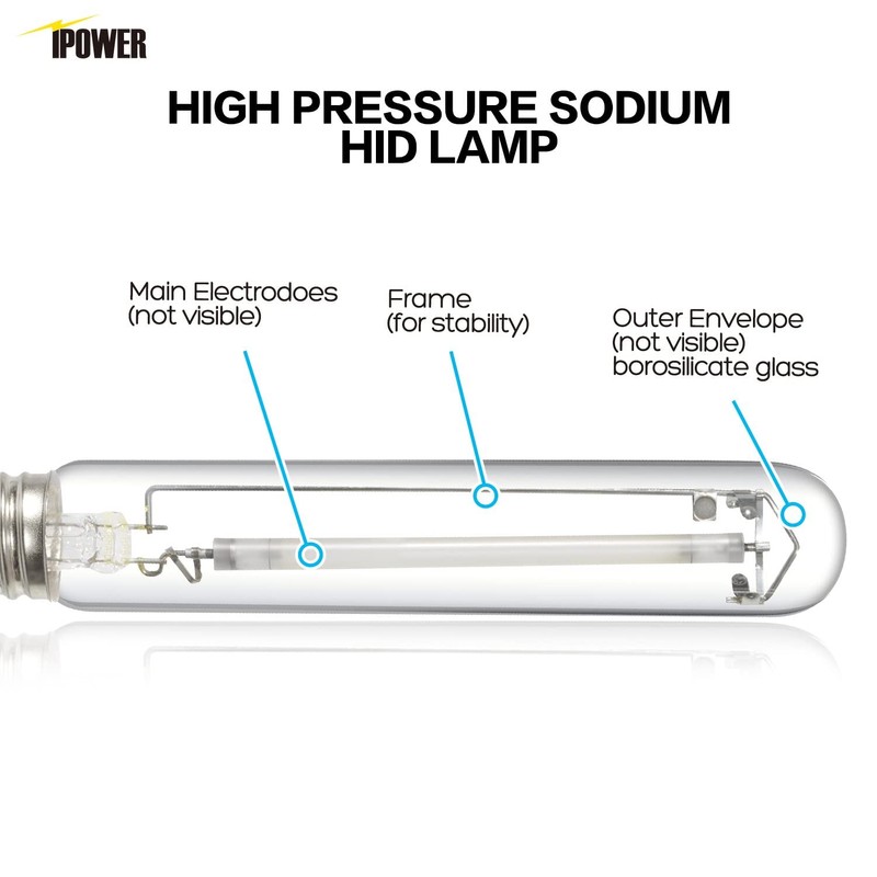 iPower 600W Pressure Sodium HPS Grow Light Bulb, with High