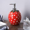 Bicuzat Large Capacity Ceramic Red Strawberry Shaped Soap Dispenser with