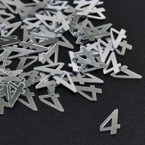 DIWULI Number Confetti Silver 4, Elegant Table Decoration Birthday