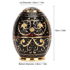 Rotating Press Toothpick Holder Box Dispenser 3D Carved Egg Shaped Organiser European Style Decoration for Home Kitchen Hotel (Gold + Black) Reusable Packaging (Gold + Black)