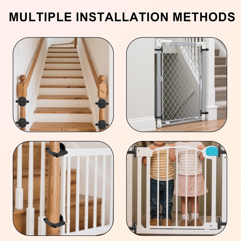 2pcs Baby Gate Banister Adapters, Black No-Drill Mounting Accessories Universal