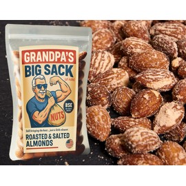 Uncle Franks Grandpas Big Sack of Almonds - Funny Gift for Men, Roasted Almonds in a Hilarious Pouch - Birthday Gag Gift for Grandpa, Dad, or Husband - Small Batch, Made in USA, Nuts for Dad