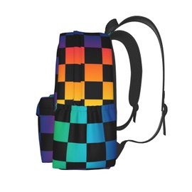 Jbofyee Laptop Backpack For Men Women, Gaming Theme Lightweight Daypack Bookbag For Daily Commutes Business Travel Hiking, Checkered #02, One Size, Daypack Backpacks