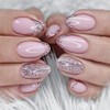 AkiliBIELY Almond Press on Nails Short Medium French Tip Purple