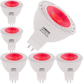 Red MR16 LED Light Bulbs 50W Equivalent Halogen Replacement 6W 12V Bi-pin GU5.3 Outdoor Landscape Yard Lighting- Pack of 6