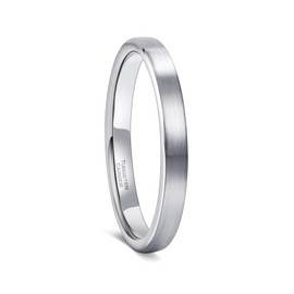Greenpod 3mm Tungsten Carbide Ring for Women Men Silver Brushed Thin Wedding Band Comfort Fit Size 9