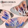 2680Pcs Royal Blue Glass Nail Rhinestones 120Pcs Multi Shapes Flatback