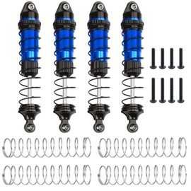 BRKRC RC Shock Absorber Set, Aluminum Front Rear Universal Shock Absorber Oil Damper for Losi 1/18 Mini LMT 4X4 Brushed Monster Truck RTR Upgrade Parts (Blue)