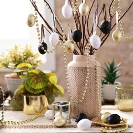 Valery Madelyn Easter Eggs for Hanging for Easter Decoration, 4 cm Natural-Coloured Artificial Mini Easter Eggs for Easter Decoration (36, Black Gold)