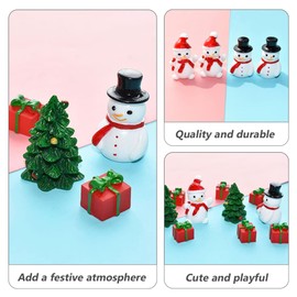 STOBOK Christmas Miniature Snowman: Christmas Tree Min Ornaments Resin Santa Snowman Figurine Xmas Accessories Party Favors Centerpieces 10pcs