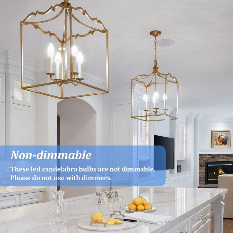 Brightever Candelabra 40W Equivalent LED Light Bulbs, 4W Candle Light