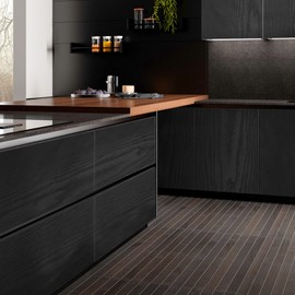 seonta Black Contact Paper 24"x200" Wood Peel and Stick Wallpaper Waterproof Self Adhesive Wall Paper Cover Vinyl Wrap for Countertop Desk Table Cabinets