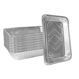 EcoQuality Half-Size Disposable Aluminum Foil – 50 Count – Chafing Deep Steam Table Pans For Oven, Baking, Roasting, Steaming or Serving –Half Size,– Heavy Duty, Recyclable, Sturdy, Roaster