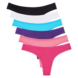 Sunm Boutique 6 Pack Women's Cotton Thongs Breathable Bikini Panties Underwear Medium Multicoloured