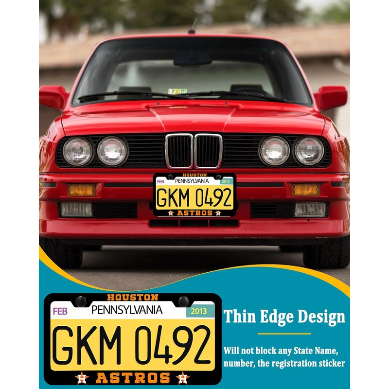 2Pcs Matte Black License Plate Frame for Astros,2 Holes Aluminum