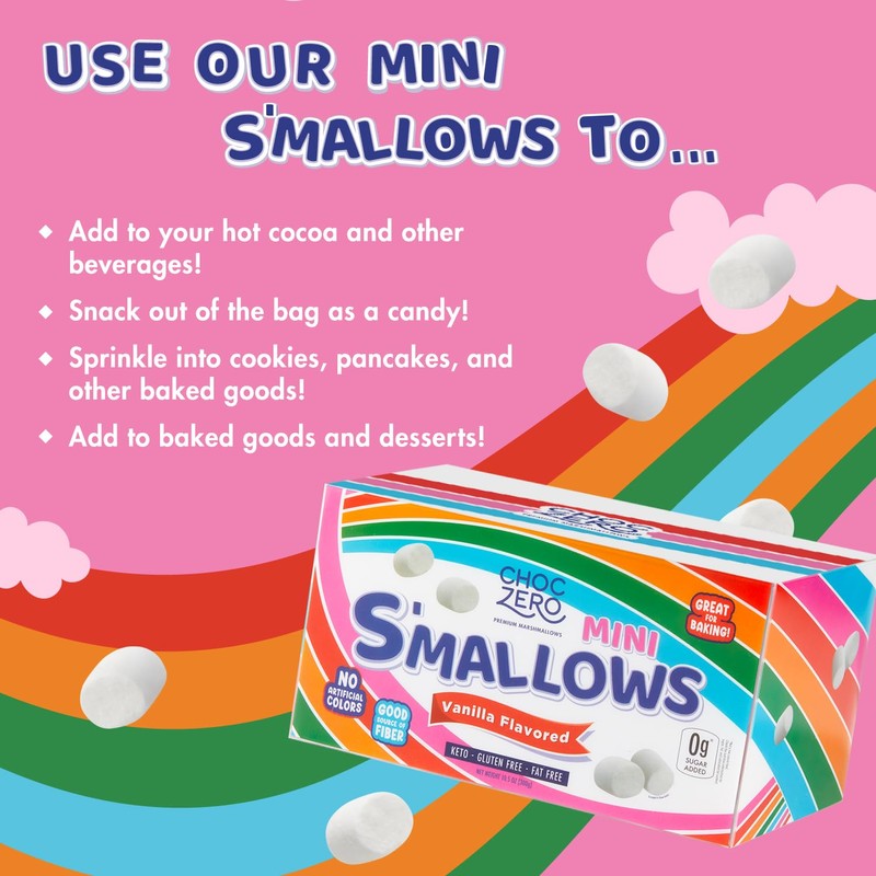 ChocZero Mini Marshmallows, Sugar Free, High Fiber, Gluten Free, Low