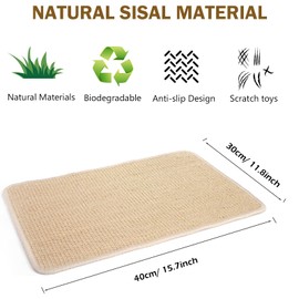 KABASI 2PCS Rabbit Scratcher Mat, Natural Bunny Chew Toys Scratching Pad for Nails Teeth Care, Small Animal Cage Mats Bedding Sleeping Nesting Toys, Sturdy Bunny Grinding Claw Boards, 16x12 in