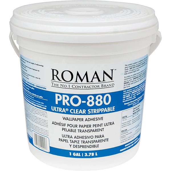 ROMAN Products 012401 PRO-880 Wallpaper Adhesive & Paste for Any Wallcovering - Ultra Clear, 1 Gallon, White