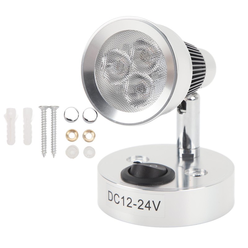 LED RV Bedside Lamp DC12 to 24V Silver 3W 3000K