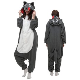YAMENG Adult Onesie Gray Wolf Pajamas Unisex Cosplay Costume