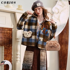 CORIOS Soft Plush Shoulder Bag for Women Fluffy Handbag Cute Fuzzy Crossbody Bag Furry Top Handle Bag Small Messenger Bag Lightweight Satchel Bag Work Shopping Travel Tote Bag Brown