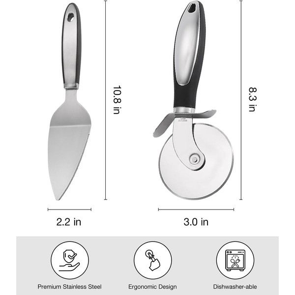 Stainless Steel Pizza Wheel and Cutter,2Pc Stainless Steel Pizza Cutter