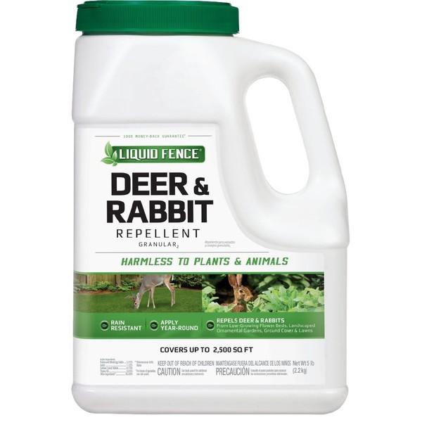 Liquid Fence HG-72654-1 72654-1 Deer and Rabbit Repellent Granular 5 Pounds, Harmless To, 5 lbs