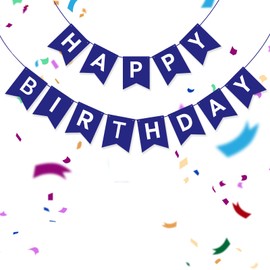 BLEUM CADE Happy Birthday Banner, Reusable Birthday Decorations for Boys, Girls, Men, Women, Reusable Party Signs for Indoor Outdoor Baby Shower Decor Wall Door Banner Garland, 6.3'' x 7.9'', Blue