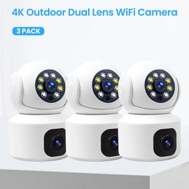 Dual-head camera 360-degree monitoring without blind spots，#1 Security Camera on TikTok! Wired, Indoor/Outdoor Pan Tilt Zoom (PTZ) Camera , Color Night Vision - quantity: 3