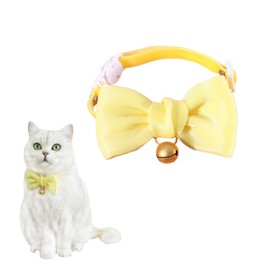 Pet Collar, For Cats, Dogs, Pets, Cute, Bell Included, Ribbon, Soft, Suitable for Cats/Small Dogs, Organza, Lightweight, 7.1 - 13.0 inches (18 - 33 cm), Adjustable, Yellow
