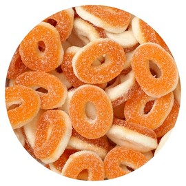 Peach Rings, 1 Pound Gummy Peach Rings Candy Bag, Peach Gummy Rings