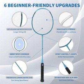 Senston N80 Badminton Racket Carbon-Fiber Badminton Racquet, Single Professional Badminton Racket Blue Color