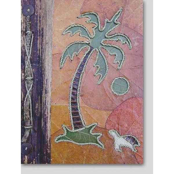 Leaf Notebook Journal Hand Crafted Bali Palm Tree Turtle Sun