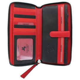 VISCONTI Bora Bora Collection Amour Leather Zip Wallet RFID Blocking BR76 Black Cherry One Size Modern, Black Cherry
