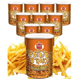 Better Made Potato Sticks 5oz Canister - (Sweet BBQ, 12 Can Tray) Shoestring Potato Sticks - Gluten Free - Crunchy, Crispy Snack from Fresh Potatoes - Resealable Lid