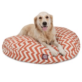 Burnt Orange Chevron Large Round Indoor Outdoor Pet Dog Bed With Removable Washable Cover By Majestic Pet Products