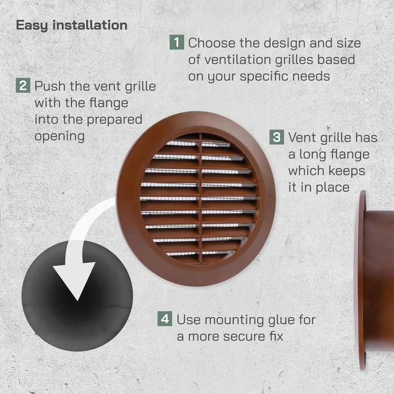 Vent Systems - Pack of 2-4'' Inch Brown Soffit Vent