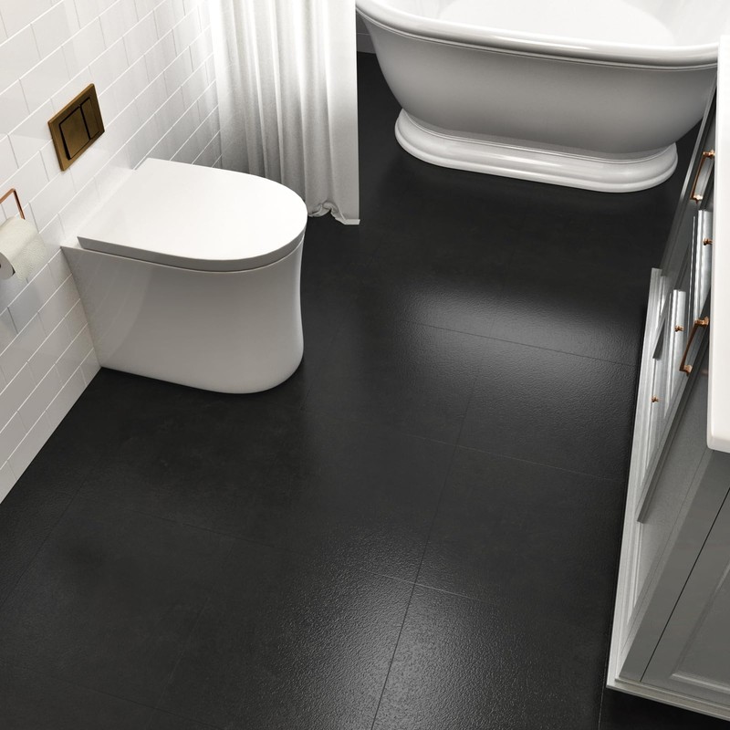 WESTICK Grey Black Marble Floor Tile Peel and Stick Flooring
