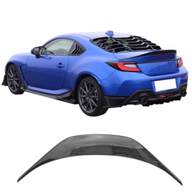 IKON MOTORSPORTS, Trunk Spoiler Compatible with 2022-2025 Subaru BRZ & Toyota GR86, TRD Style Carbon Fiber Print ABS Rear Trunk Lid Spoiler Wing Lip