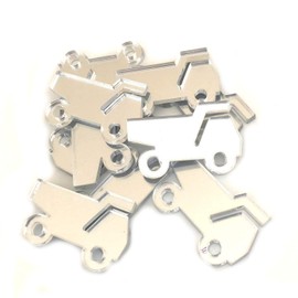 Super Cool Creations Dumper Truck Shaped Crafting Mirrors, Set of 10, Many Colours, Shatterproof Acrylic, Silver Mirror, Pack of 10 x 8cm