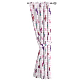 Nickelodeon JoJo Siwa Sweet Life Pink/White Curtain Set (2 Panels, 2 Tiebacks), Sweet Drapes, 4 Piece