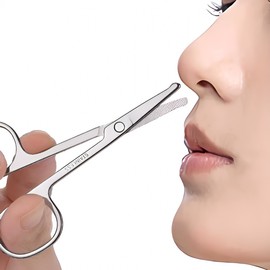 Stainless steel nose hair scissors, nose hair grooming scissors, portable safe 10ea