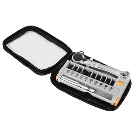 Candeon Mini 1/4 Inch Screwdriver 12 in 1 Portable Mini 1/4 Inch Quick Ratchet Socket Wrench and Screwdriver Bits Set Hand Repair Tool