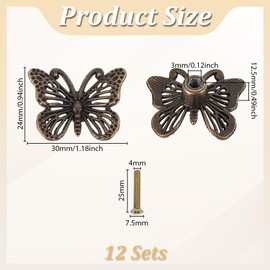 AHANDMAKER 12 Pcs Vintage Butterfly Cabinet Knobs Antique Bronze Decorative Drawer Pulls for Dresser Wardrobe Jewelry Box Nightstand Retro Animal Designed Furniture Hardware with Iron Screws