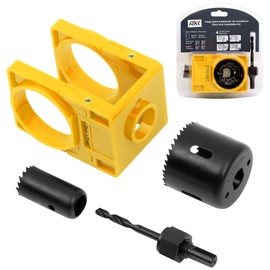RKK 1-3/8" - 1-3/4" Door Lock Installation Kit Door Hole Drilling Kit for Wooden Doors, Hole Saw Kit with Guide Template Jig Hole Saw Pilot Bits (Yellow)