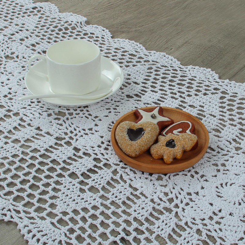 kilofly Handmade Crochet Lace Rectangular Table Runner 15 x 36