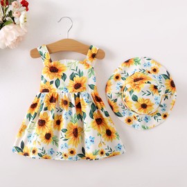 Toddler Girl Dress Baby Girl Summer Clothes Yellow Sleeveless Dresses Casual Boho Halter Sundress Toddler Outfits 18-24 Month Girl Clothing