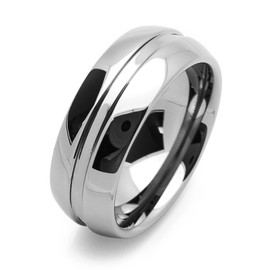 DoubleAccent 8MM Comfort Fit Tungsten Carbide Wedding Band Grooved Center Domed Ring (7 to 14), 14