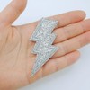 SaktopDeco 12 PCS Silvery Glitter Lightning Iron On Patches Embroidered